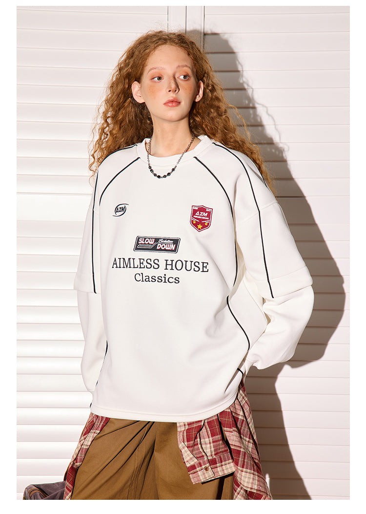 Crew neck sweater loose long-sleeved couple top