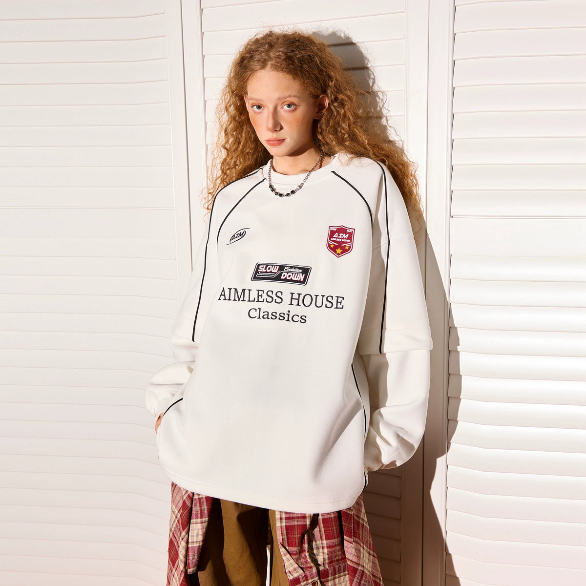 Crew neck sweater loose long-sleeved couple top