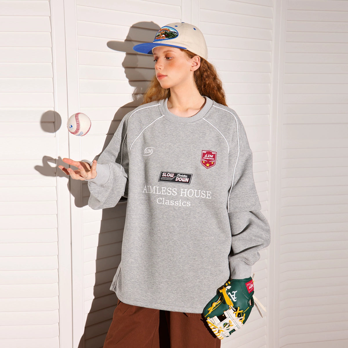 Crew neck sweater loose long-sleeved couple top