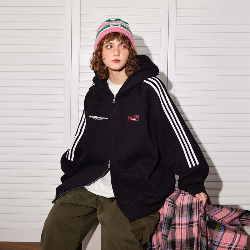 Sports Hooded Cardigan Sweater Women's Loose Casual Top Jacket