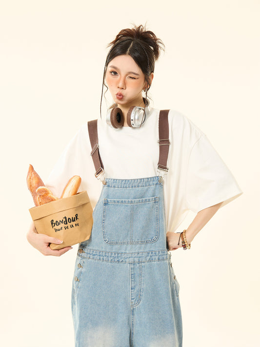 Men's and women's loose wide-leg jumpsuit