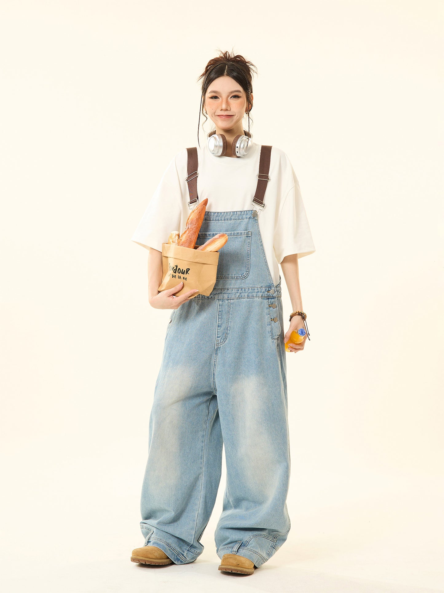 Men's and women's loose wide-leg jumpsuit