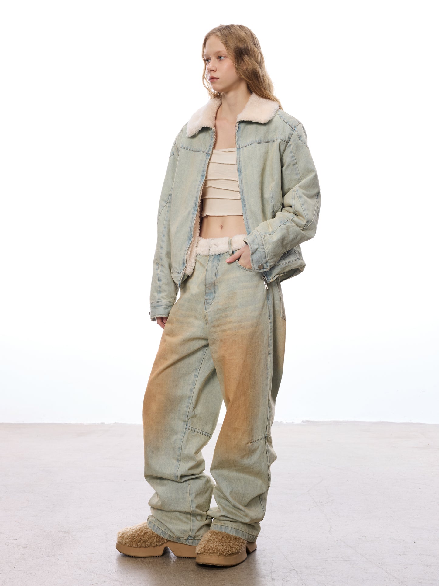 Loose jeans straight trousers