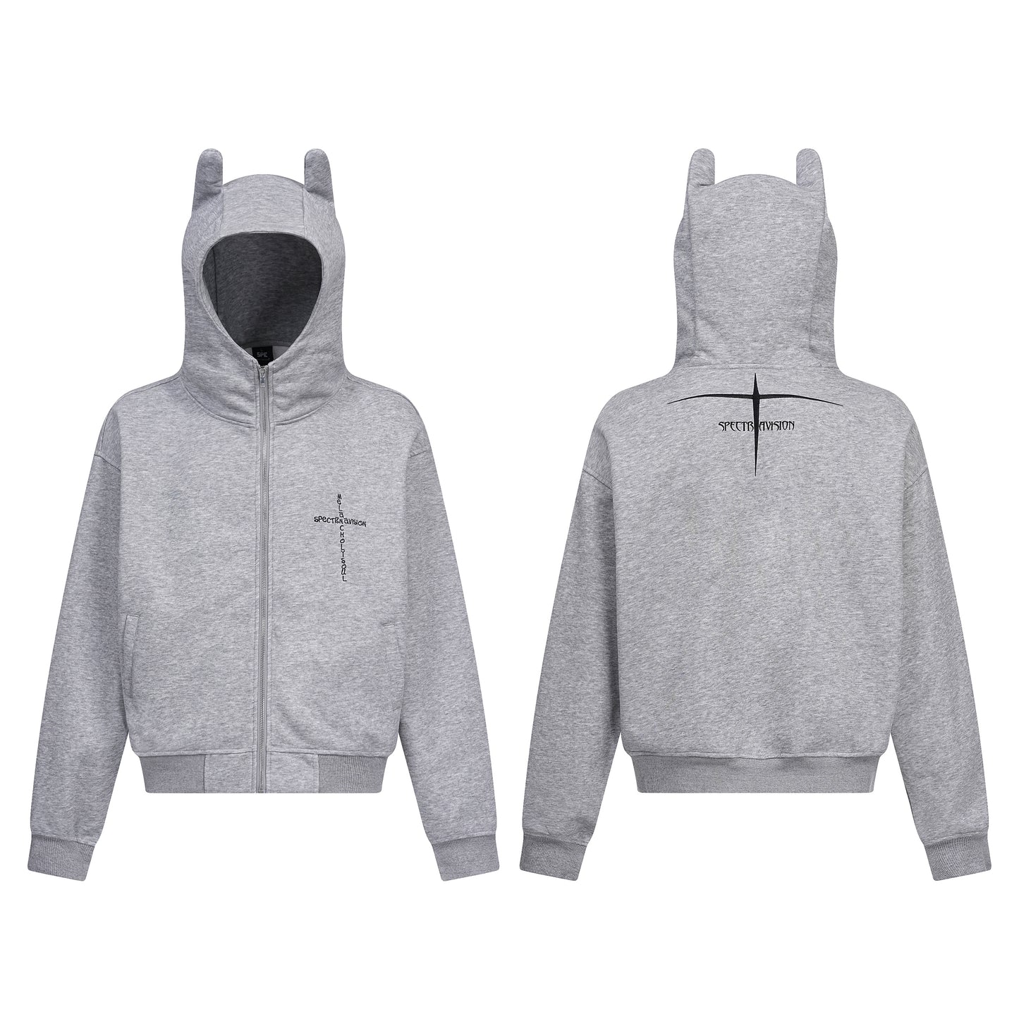 Washed and old effect devil hooded sweater women's zipper cardigan jacket tide