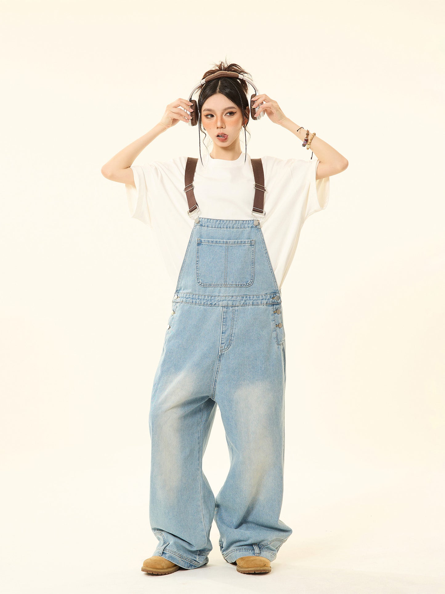 Men's and women's loose wide-leg jumpsuit