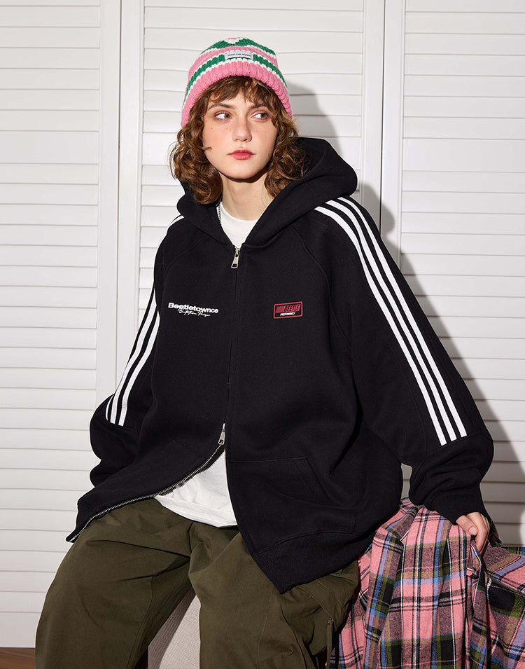 Sports Hooded Cardigan Sweater Women's Loose Casual Top Jacket