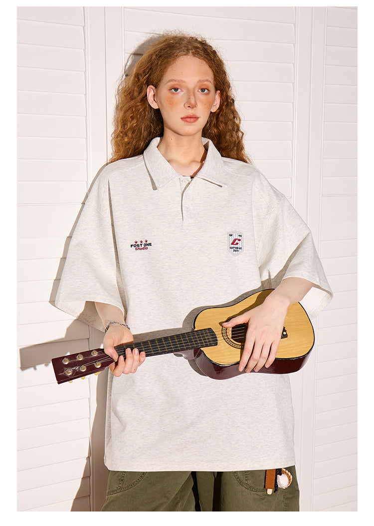 Loose retro sports t-shirt half-sleeved top