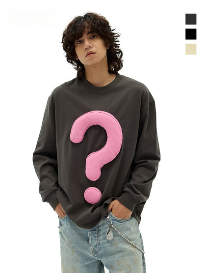 DDG original and genuine autumn 300G question mark three-dimensional plug cotton round neck loose Sweatshirts