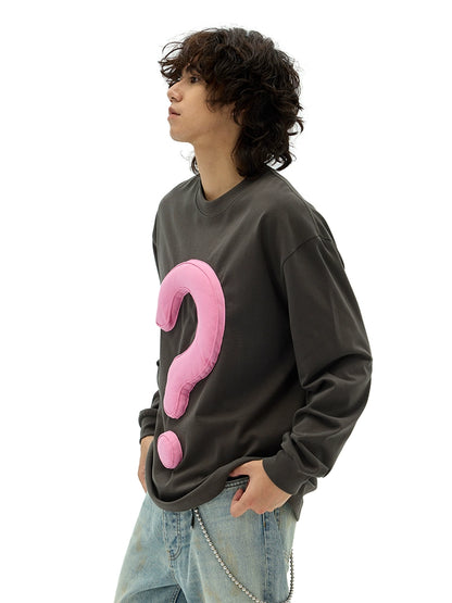 DDG original and genuine autumn 300G question mark three-dimensional plug cotton round neck loose Sweatshirts