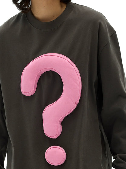 DDG original and genuine autumn 300G question mark three-dimensional plug cotton round neck loose Sweatshirts